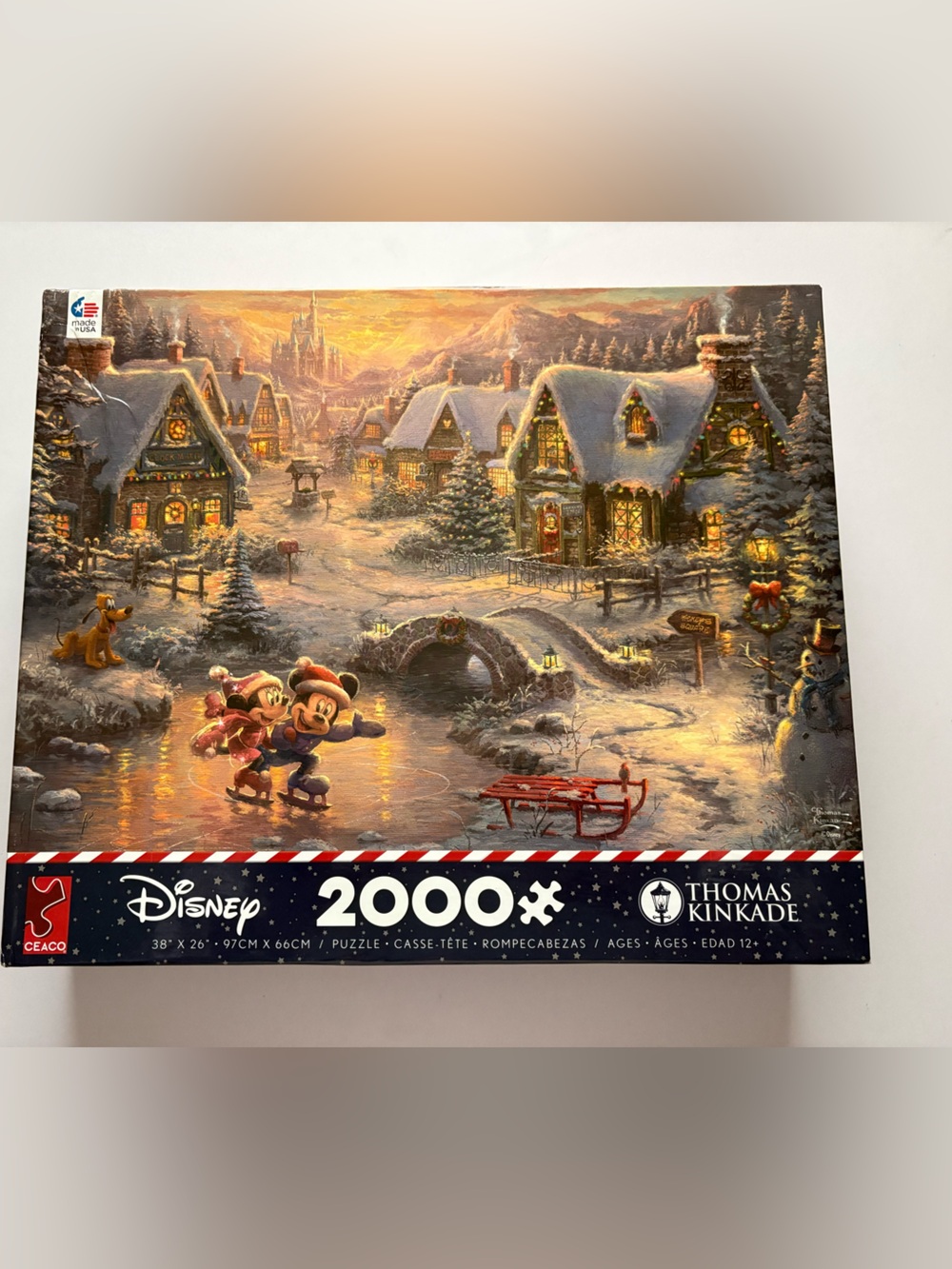 Thomas Kinkade Winter Village Puzzle — Warm Gold and Snowy White Scene